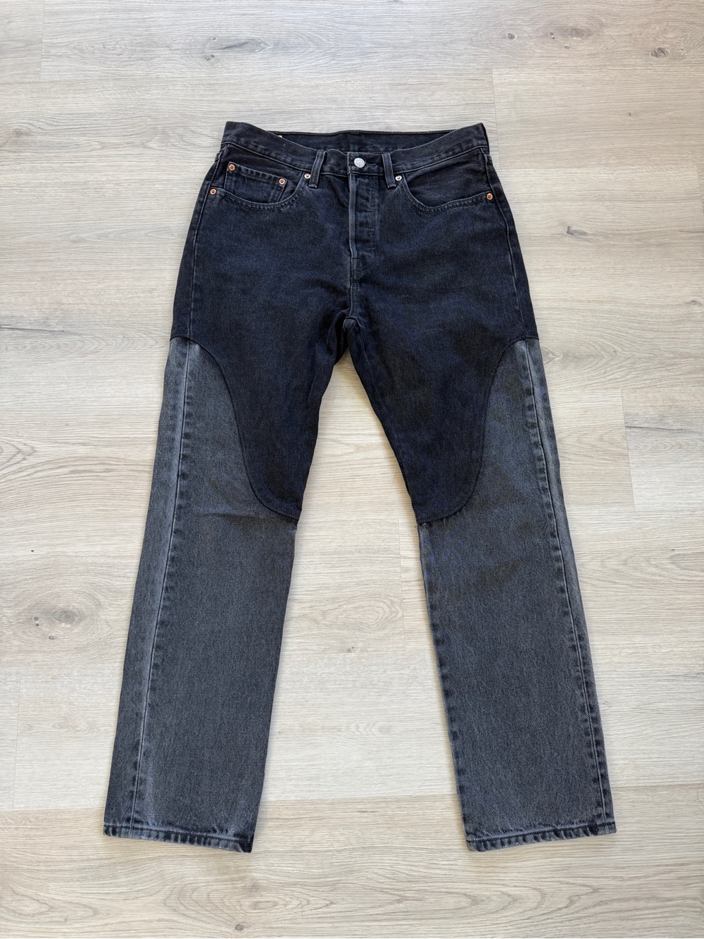 Levi’s 501 Original Two-Tone Wide Leg Chap Denim Jeans W32 Baggy Retro Pants